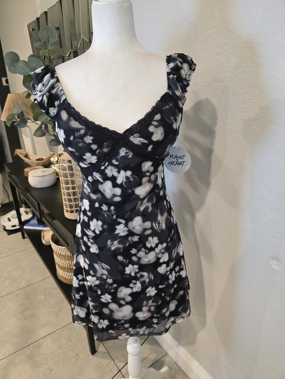 Black & White Floral Slip Dress